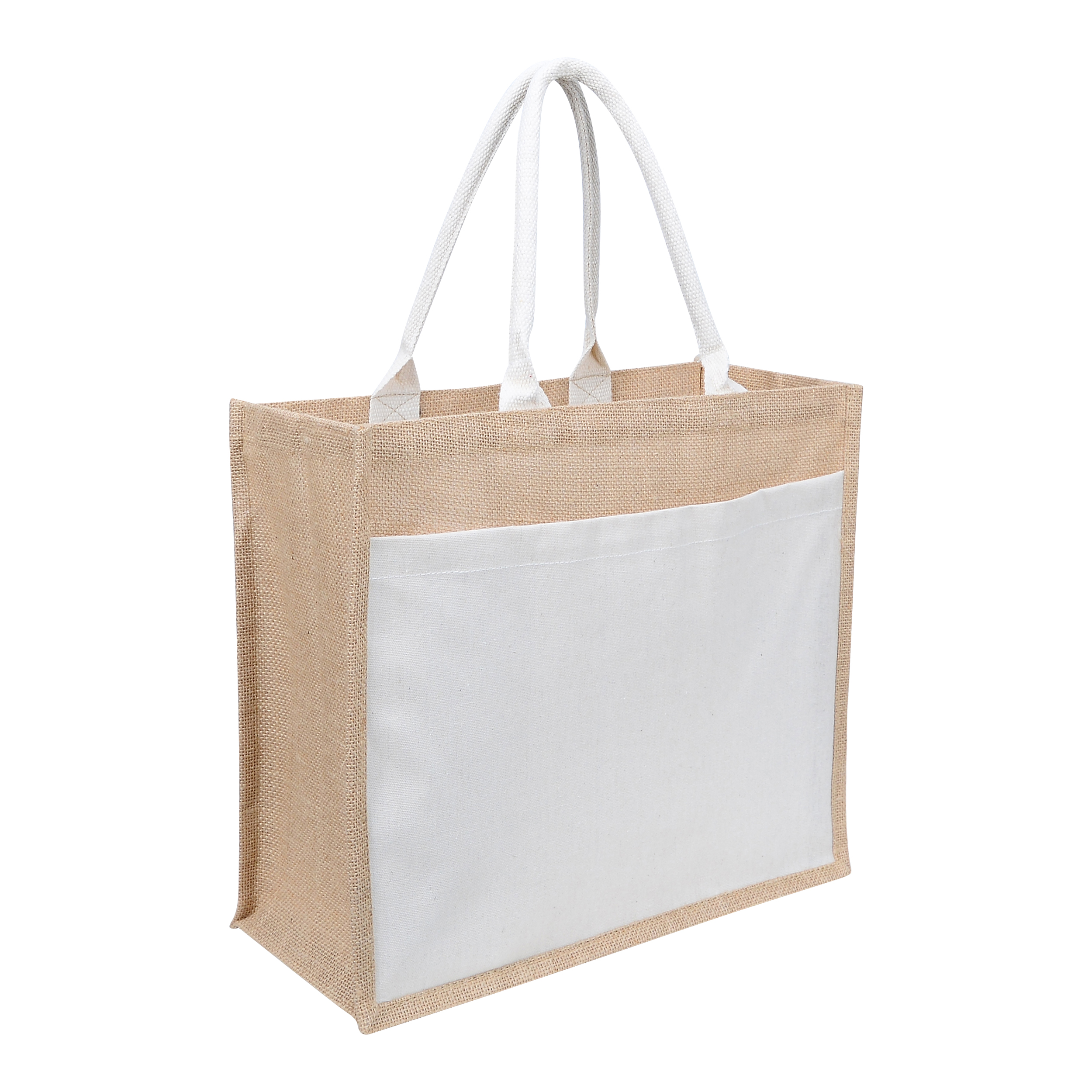 Jute Laminated Bag with Natural Canvas Pocket JT-CAN-PKT
